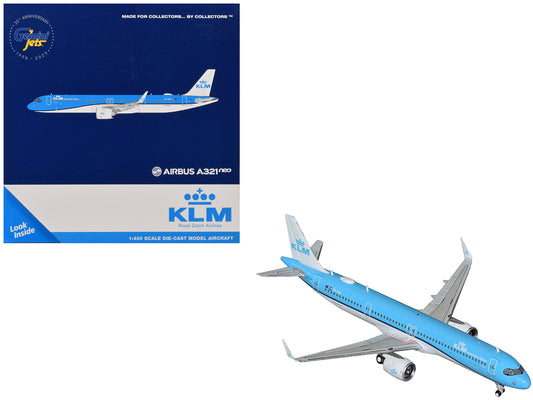 Airbus A321neo Commercial Aircraft "KLM Royal Dutch Airlines" (PH-AXA) Blue and White 1/400 Diecast Model Airplane by GeminiJets