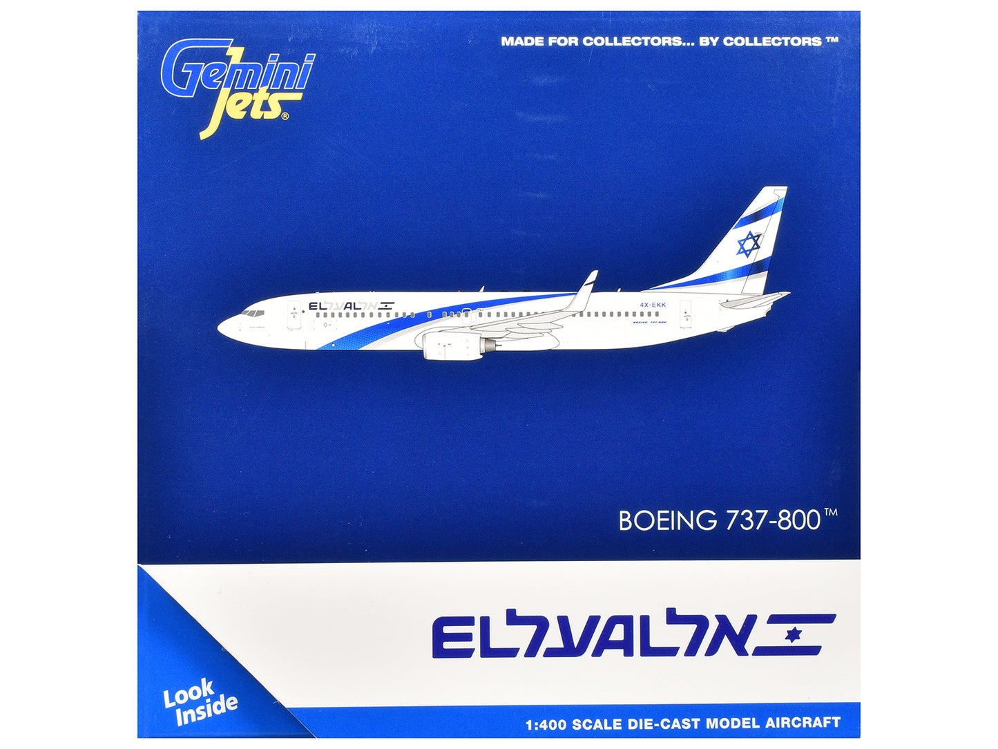 Boeing 737-800 Commercial Aircraft "El Al Israel Airlines" (4X-EKK) White with Blue Stripes 1/400 Diecast Model Airplane by GeminiJets