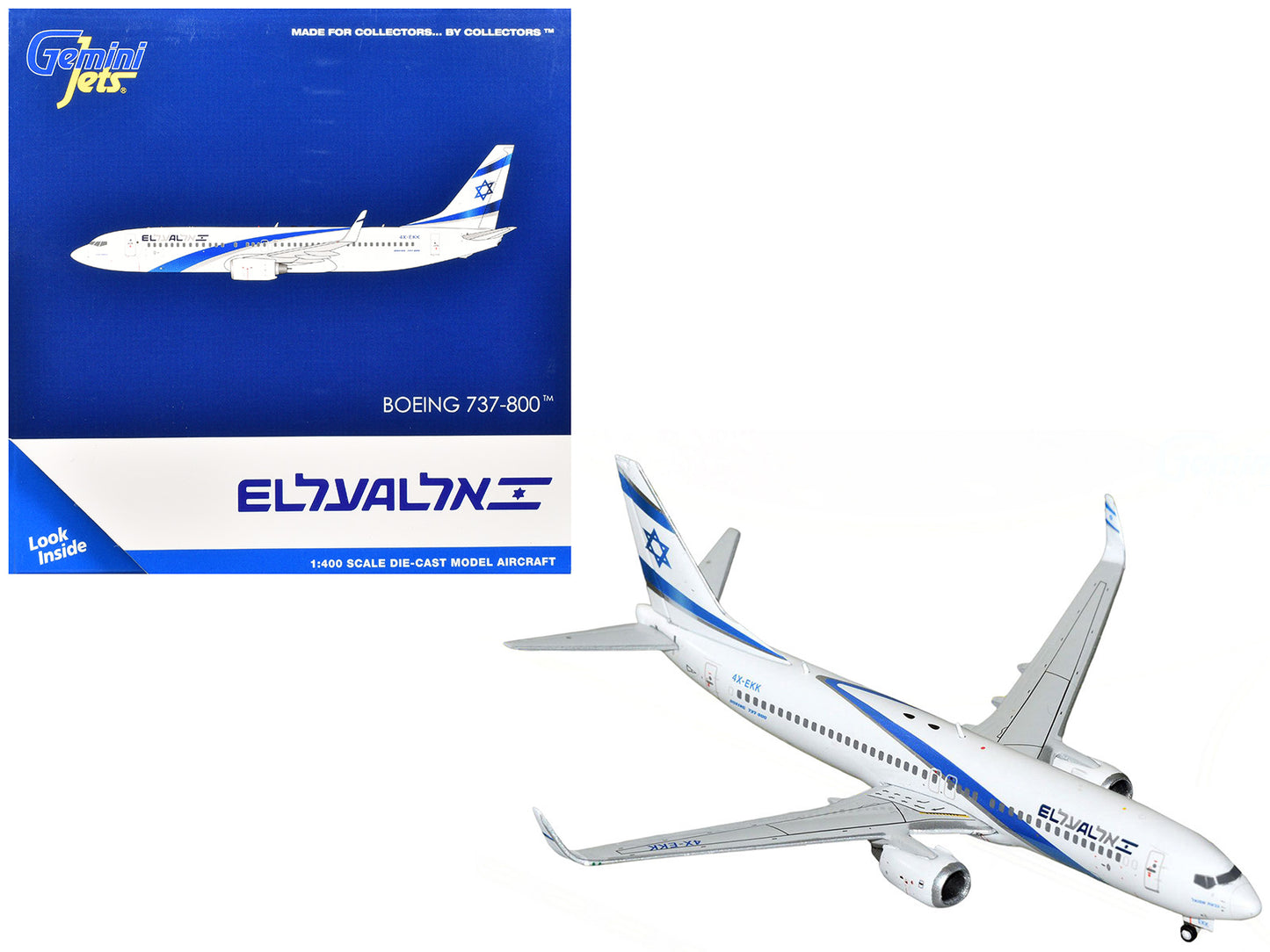 Boeing 737-800 Commercial Aircraft "El Al Israel Airlines" (4X-EKK) White with Blue Stripes 1/400 Diecast Model Airplane by GeminiJets