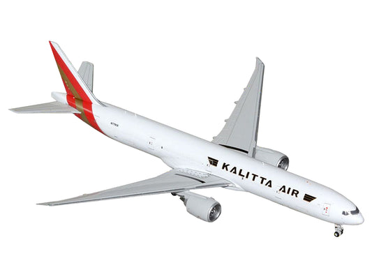 Boeing 777-300ER Commercial Aircraft "Kalitta Air" (N779CK) White with Red Tail 1/400 Diecast Model Airplane by GeminiJets