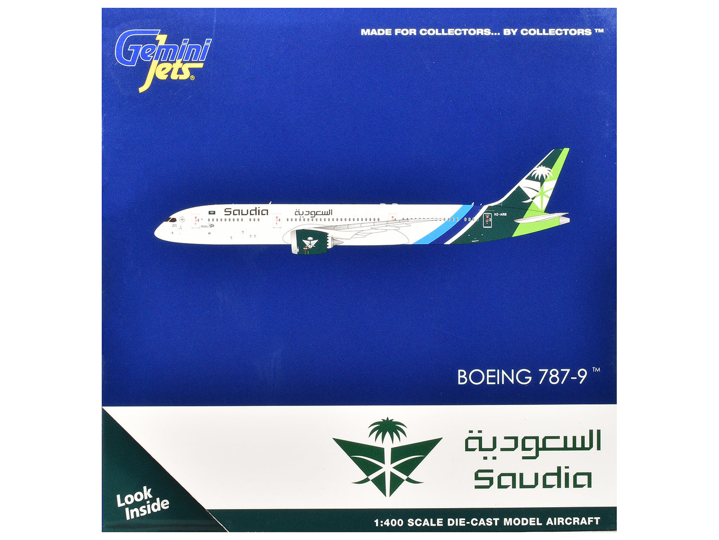 Boeing 787-9 Commercial Aircraft "Saudia Airline" (HZ-ARB) White with Tail Graphics 1/400 Diecast Model Airplane by GeminiJets