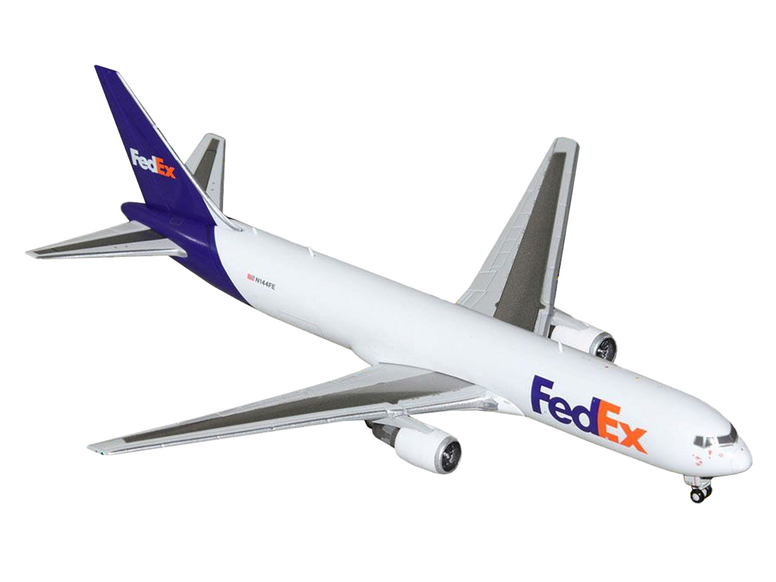 Boeing 767-300F Commercial Aircraft "FedEx (Federal Express)" (N144FE) White with Purple Tail 1/400 Diecast Model Airplane by GeminiJets