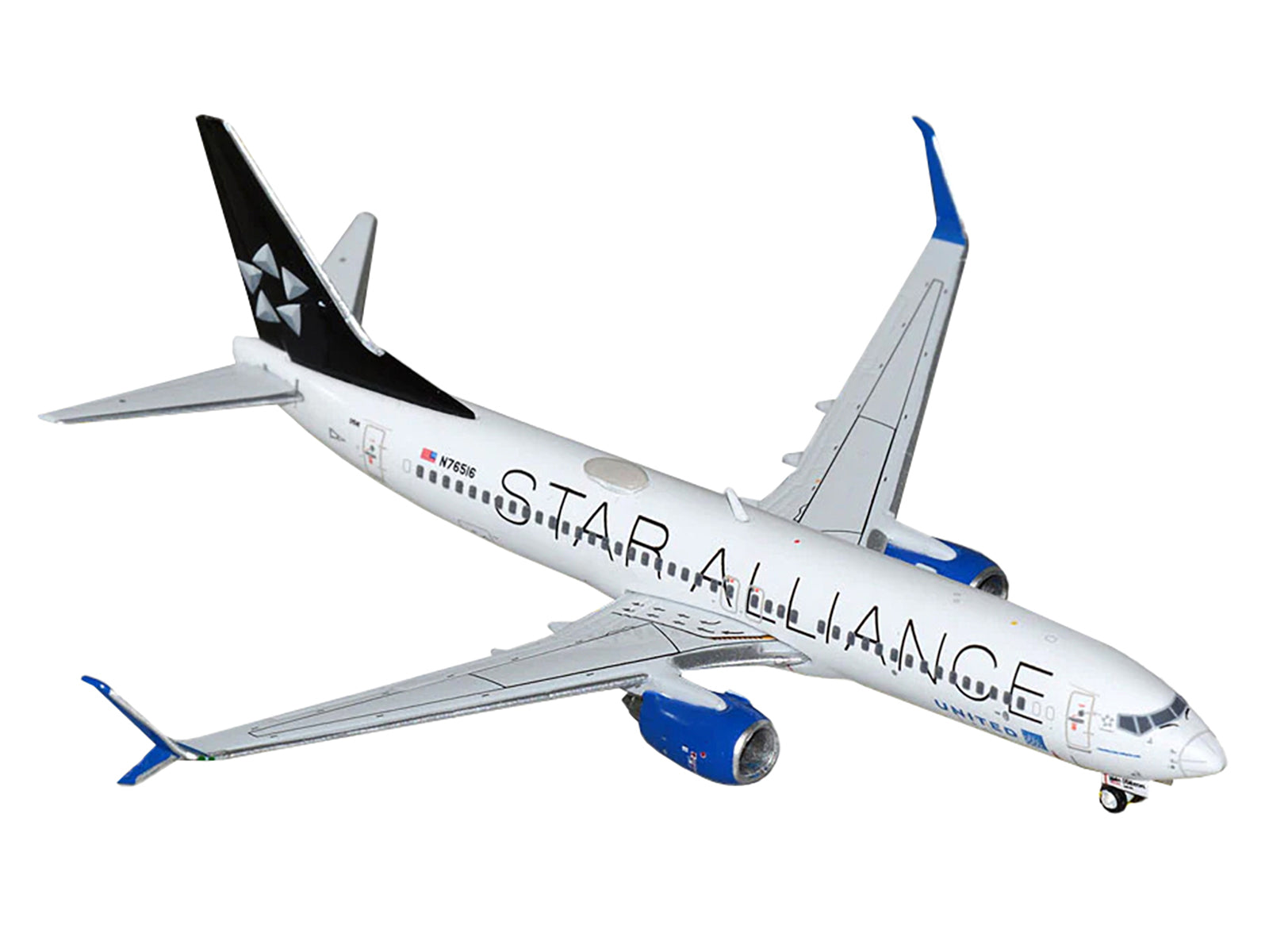 Boeing 737-800 Commercial Aircraft "United Airlines - Star Alliance" (N76516) White with Black Tail 1/400 Diecast Model Airplane by GeminiJets