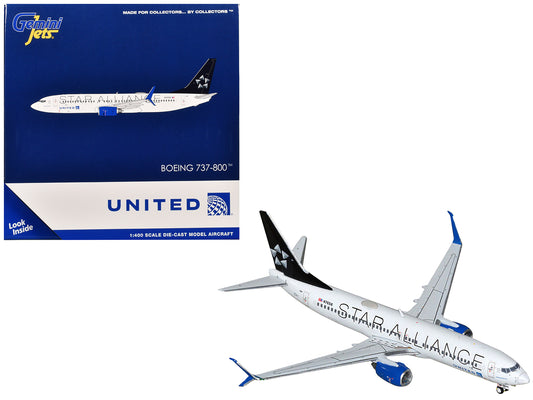 Boeing 737-800 Commercial Aircraft "United Airlines - Star Alliance" (N76516) White with Black Tail 1/400 Diecast Model Airplane by GeminiJets
