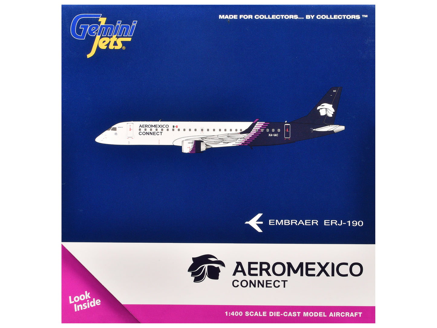 Embraer ERJ-190 Commercial Aircraft "Aeromexico Connect" (XA-IAC) White with Dark Blue Tail 1/400 Diecast Model Airplane by GeminiJets