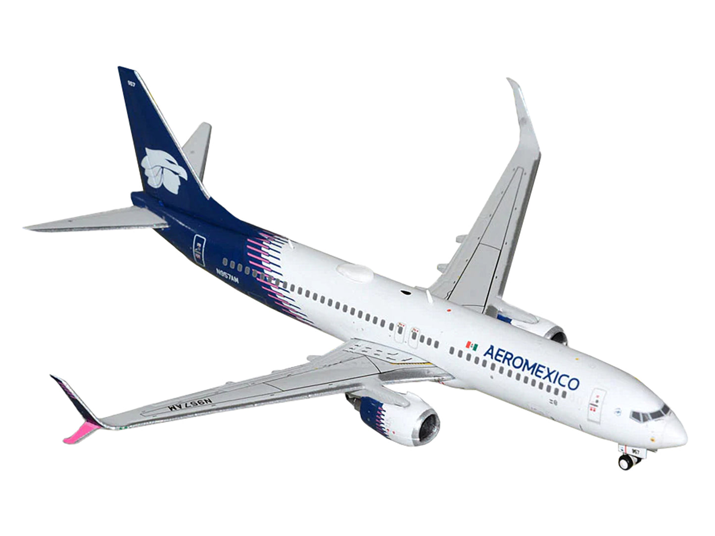 Boeing 737-800 Commercial Aircraft "Aeromexico" (N957AM) White with Blue Tail 1/400 Diecast Model Airplane by GeminiJets