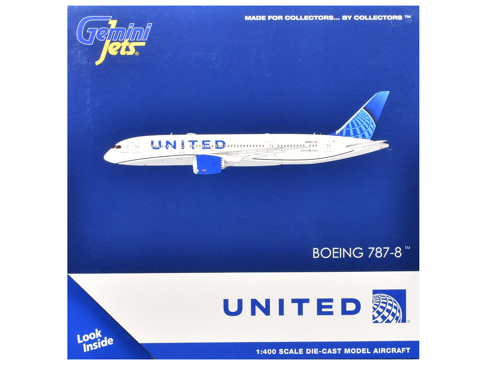 Boeing 787-8 Commercial Aircraft "United Airlines" (N26902) White with Blue Tail 1/400 Diecast Model Airplane by GeminiJets
