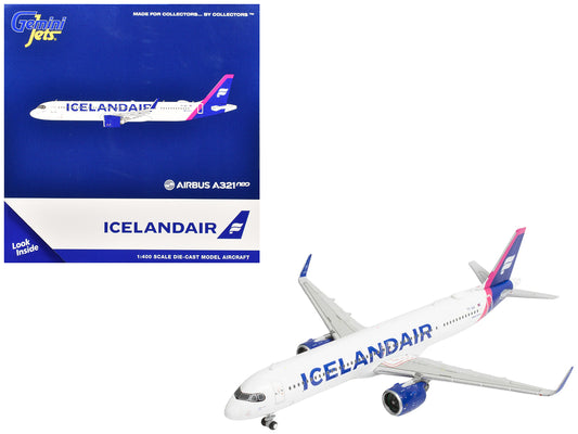 Airbus A321neo Commercial Aircraft "Icelandair" (TF-IAA) White with Blue and Pink Tail 1/400 Diecast Model Airplane by GeminiJets