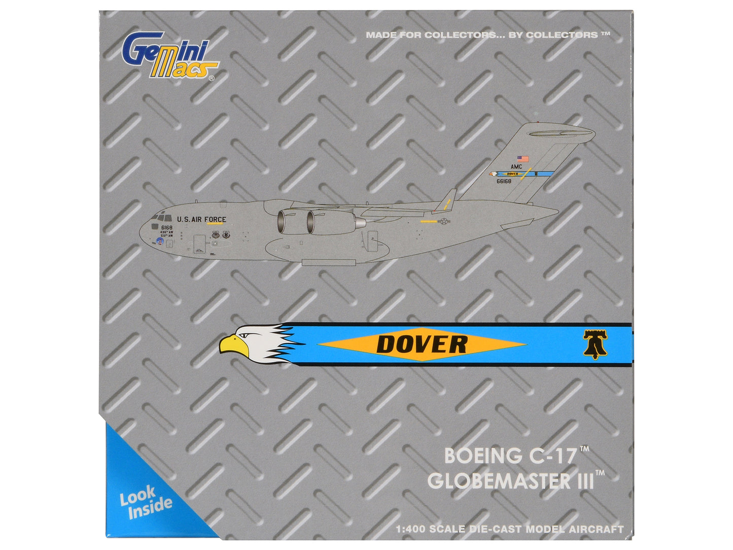 Boeing C-17 Globemaster III Transport Aircraft "Dover Air Force Base - United States Air Force" (06-6168) Gray "Gemini Macs" Series 1/400 Diecast Model Airplane by GeminiJets