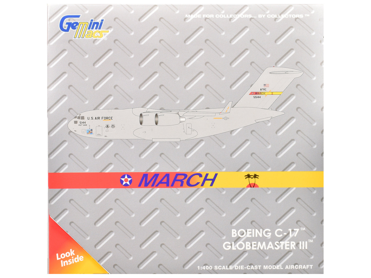 McDonnell Douglas C-17 Globemaster III Transport Aircraft "452nd AMW March ARB" United States Air Force "Gemini Macs" Series 1/400 Diecast Model Airplane by GeminiJets