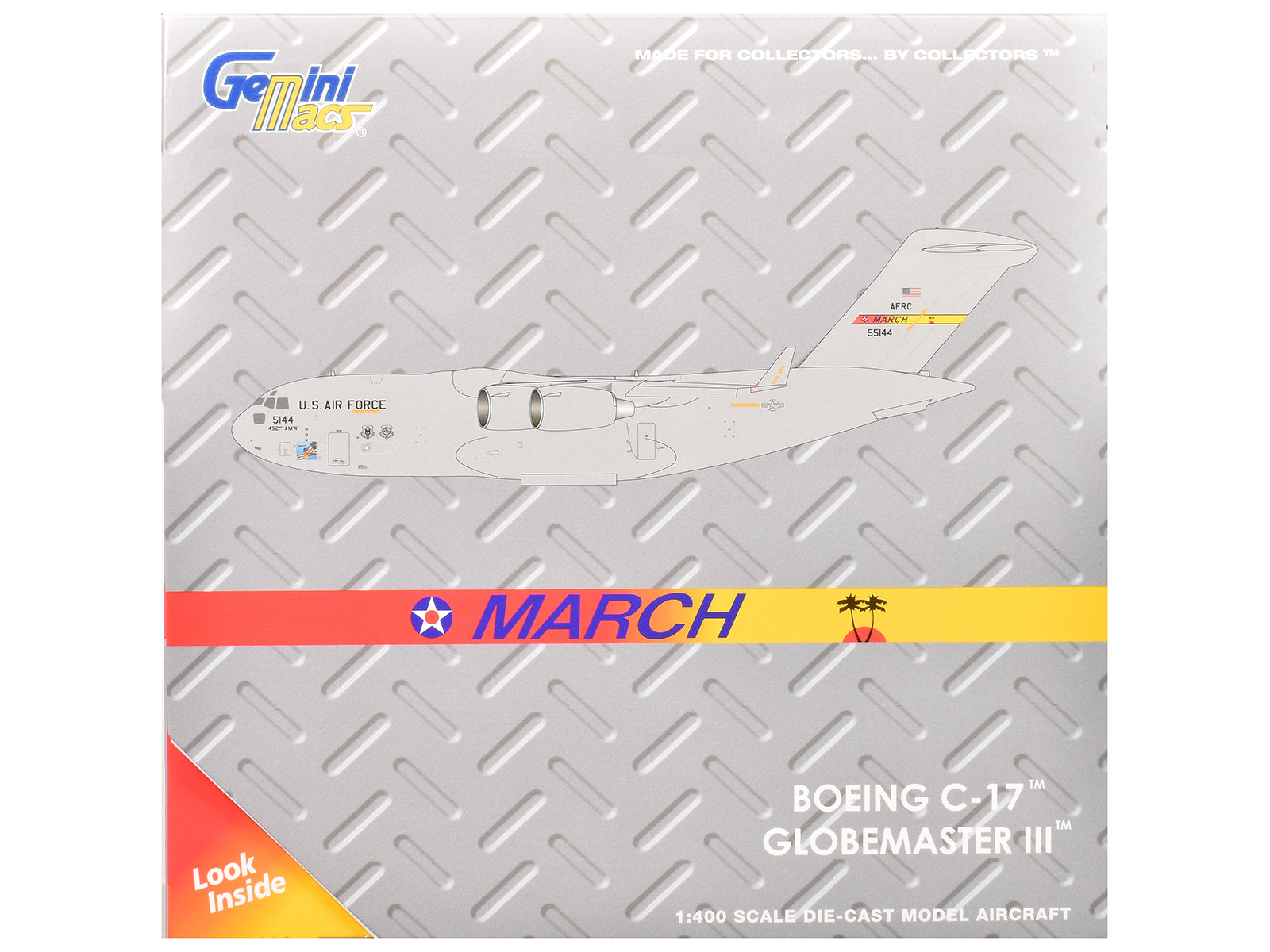 McDonnell Douglas C-17 Globemaster III Transport Aircraft "452nd AMW March ARB" United States Air Force "Gemini Macs" Series 1/400 Diecast Model Airplane by GeminiJets
