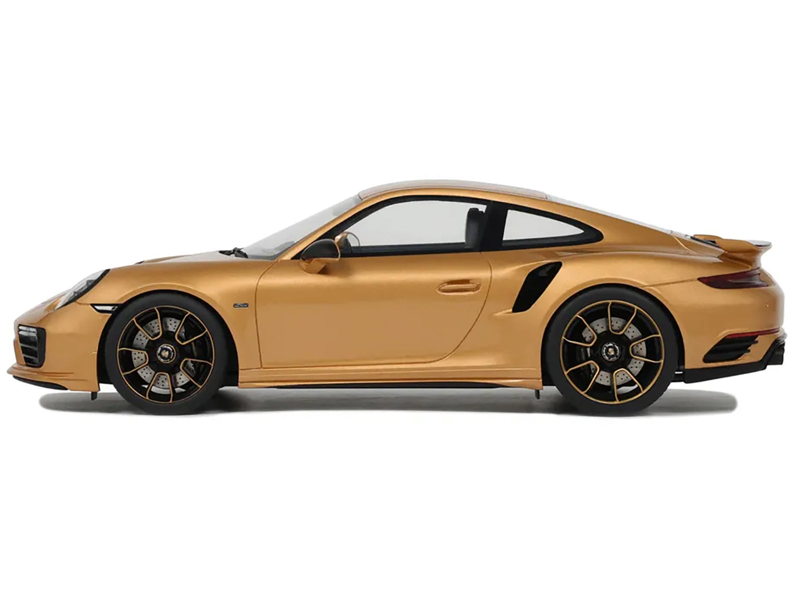 Porsche 991.2 Turbo S Orange Metallic with Black Stripes 1/18 Model Car by GT Spirit