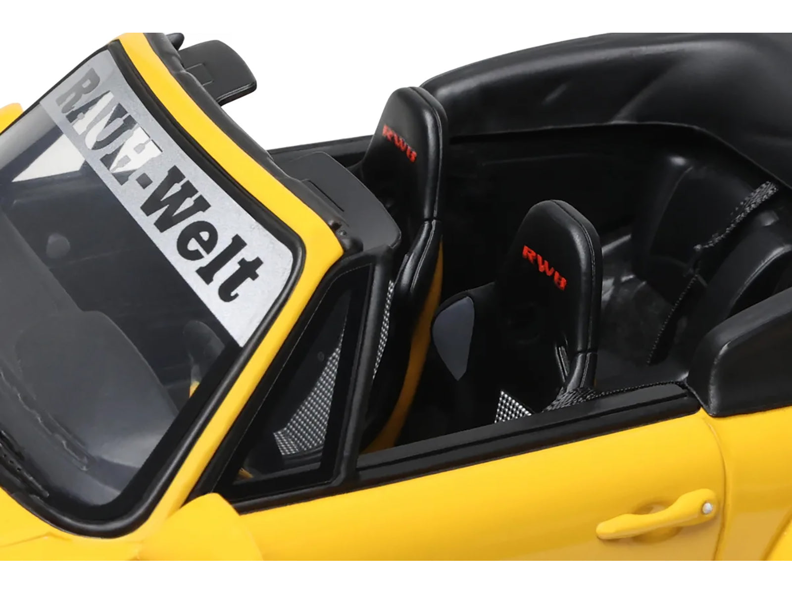 2023 Porsche 911 RWB Body Kit Yellow with Black Stripes 1/18 Model Car by GT Spirit