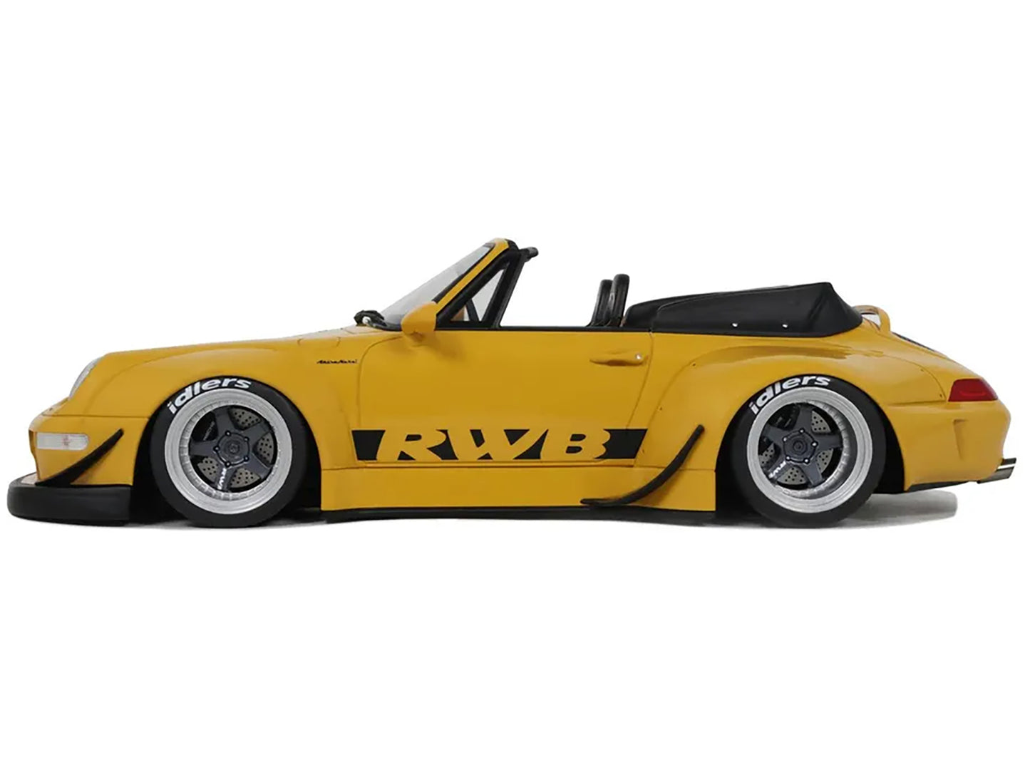 2023 Porsche 911 RWB Body Kit Yellow with Black Stripes 1/18 Model Car by GT Spirit