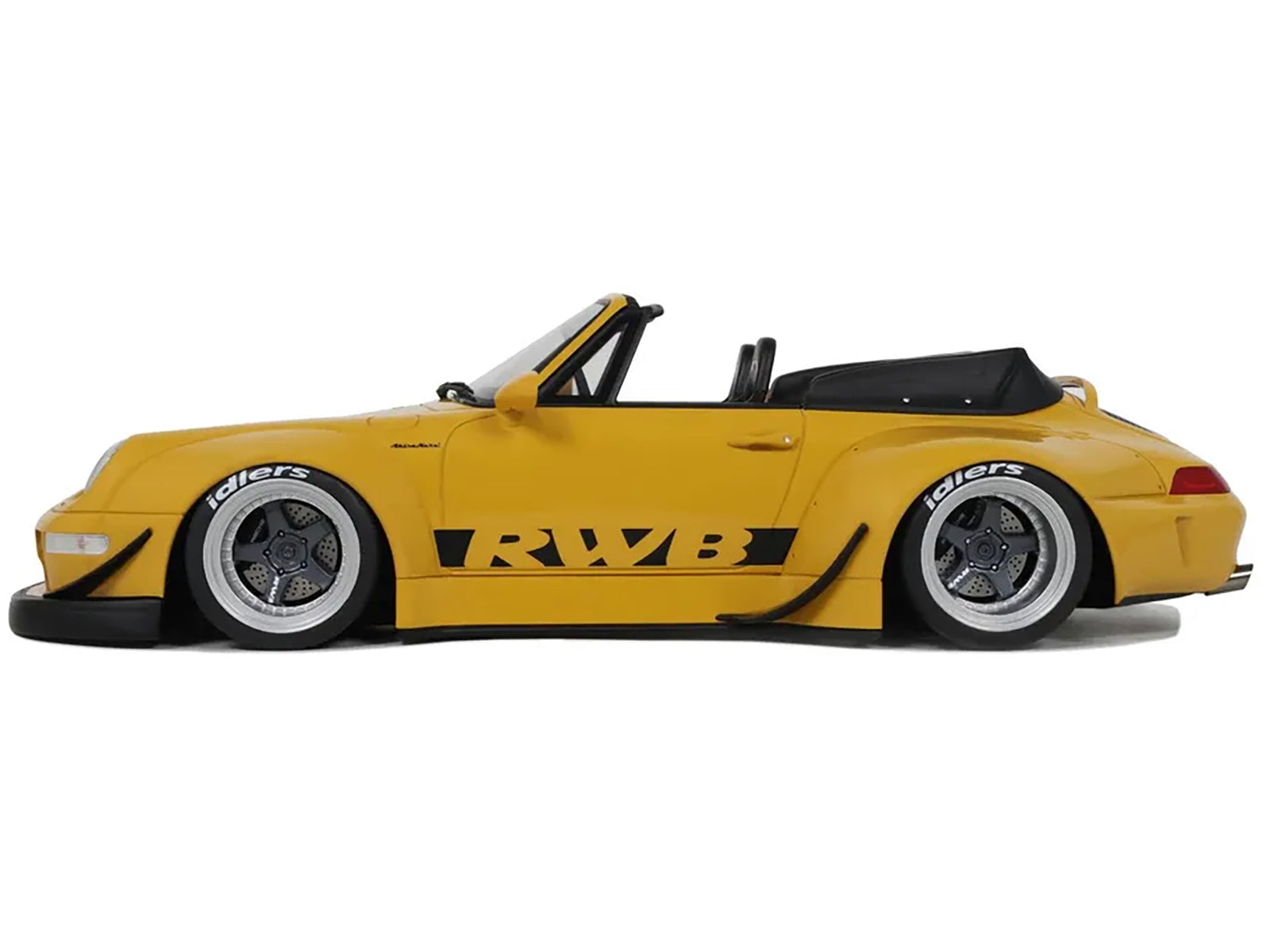 2023 Porsche 911 RWB Body Kit Yellow with Black Stripes 1/18 Model Car by GT Spirit