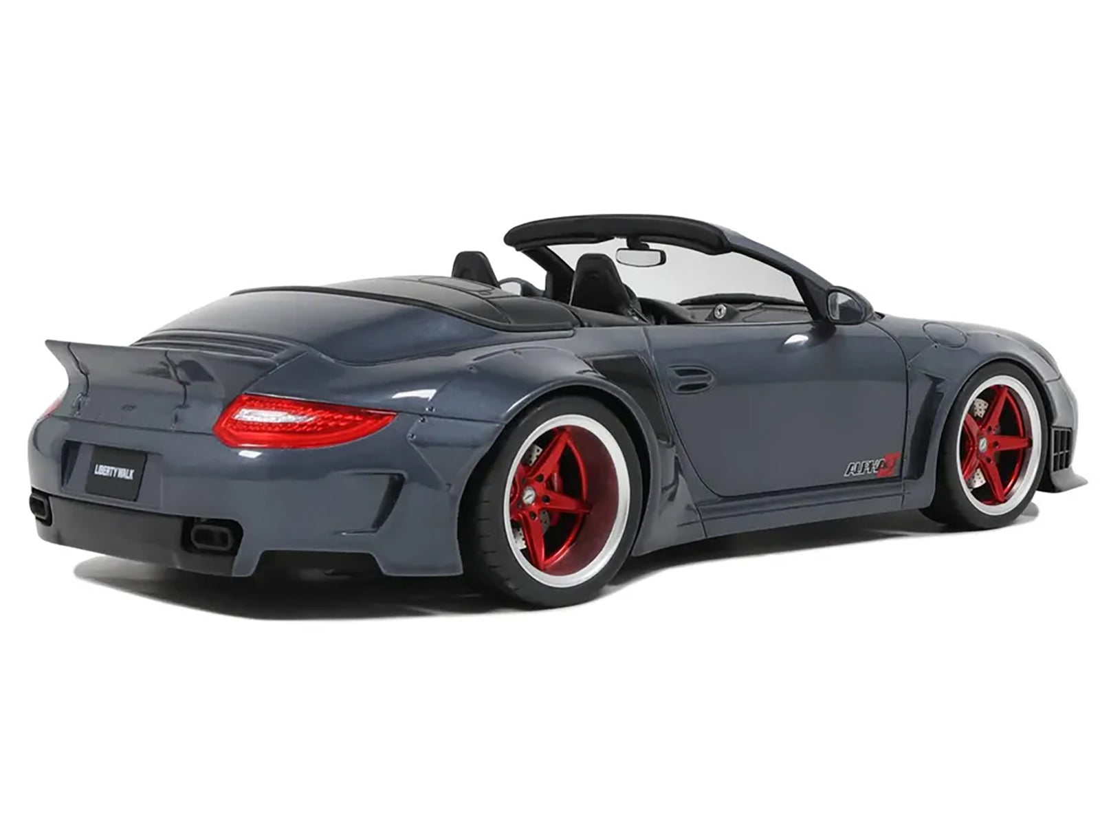 Porsche 911 LB-Works Alpha 9 Gray with Black Hood 1/18 Model Car by GT Spirit