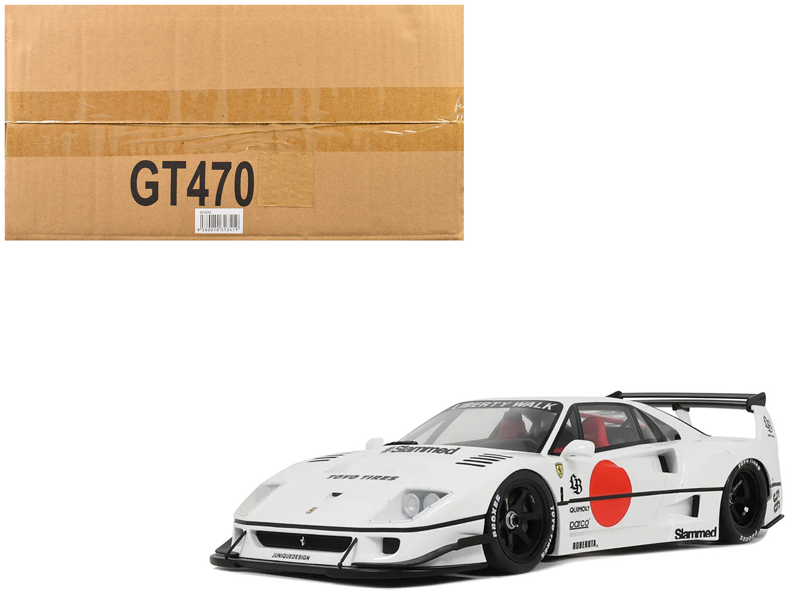 2023 LB-Works F40 White with Graphics 1/18 Model Car by GT Spirit