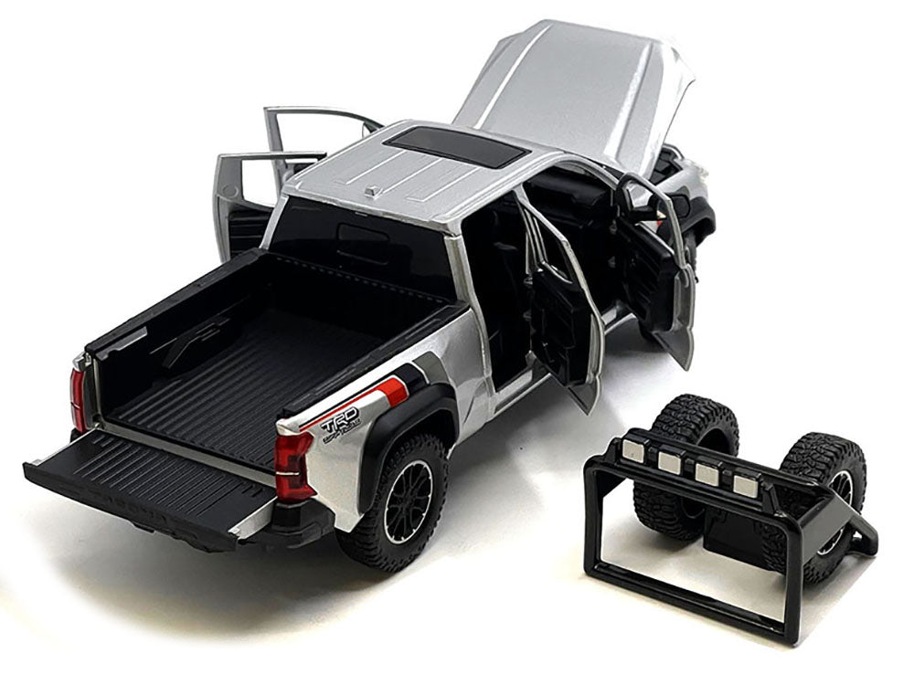 2024 Toyota Tundra TRD Off Road Edition Pickup Truck Silver Metallic with TRD Stripes with Sunroof and Wheel Rack Limited Edition to 2400 pieces Worldwide 1/24 Diecast Model Car