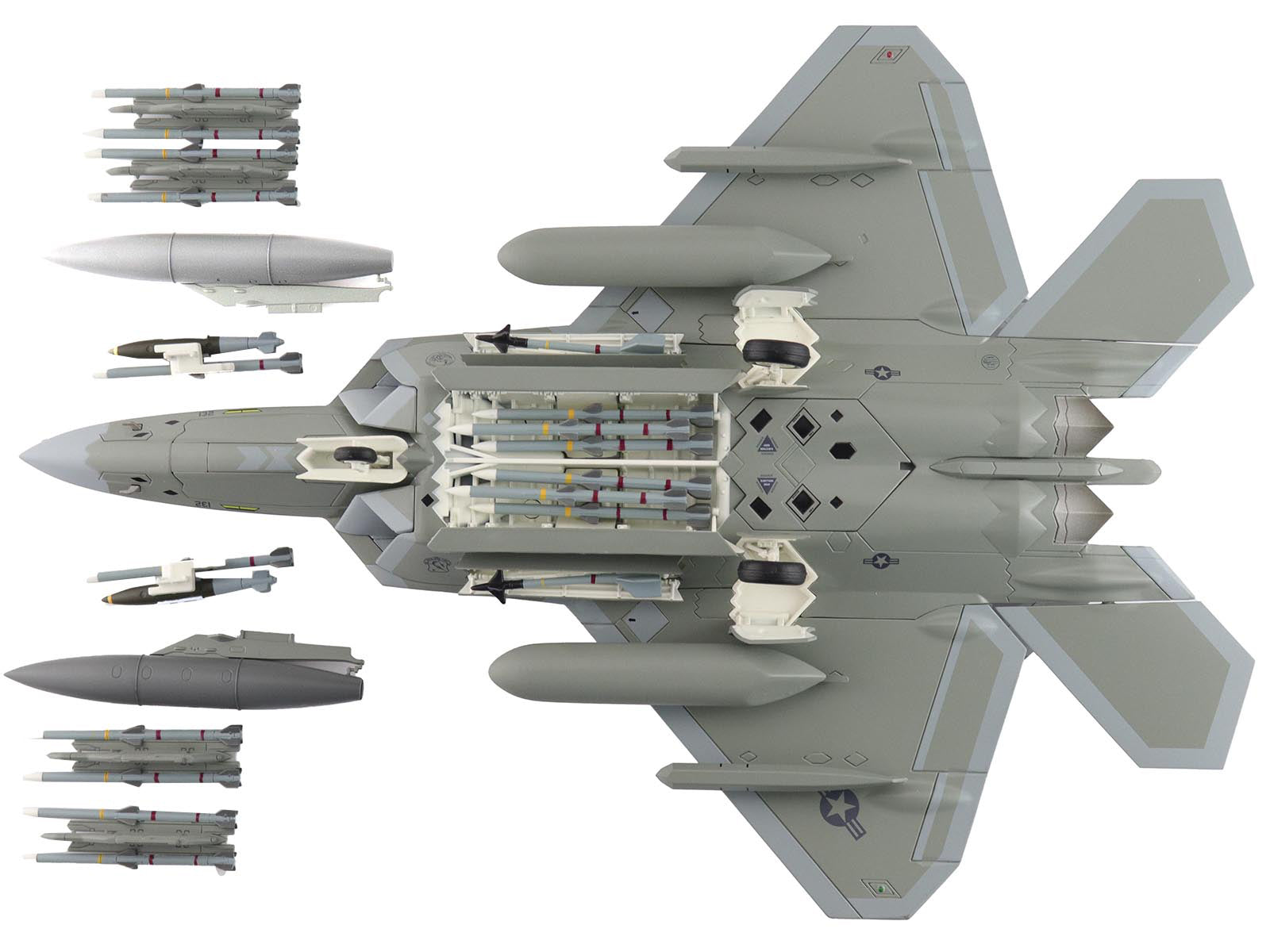 Lockheed F-22 Raptor Stealth Aircraft with Steakthy Pods "AF06-132 411th Flight Test Squadron Edwards Air Force Base" (2022) United States Air Force "Air Power Series" 1/72 Diecast Model by Hobby Master