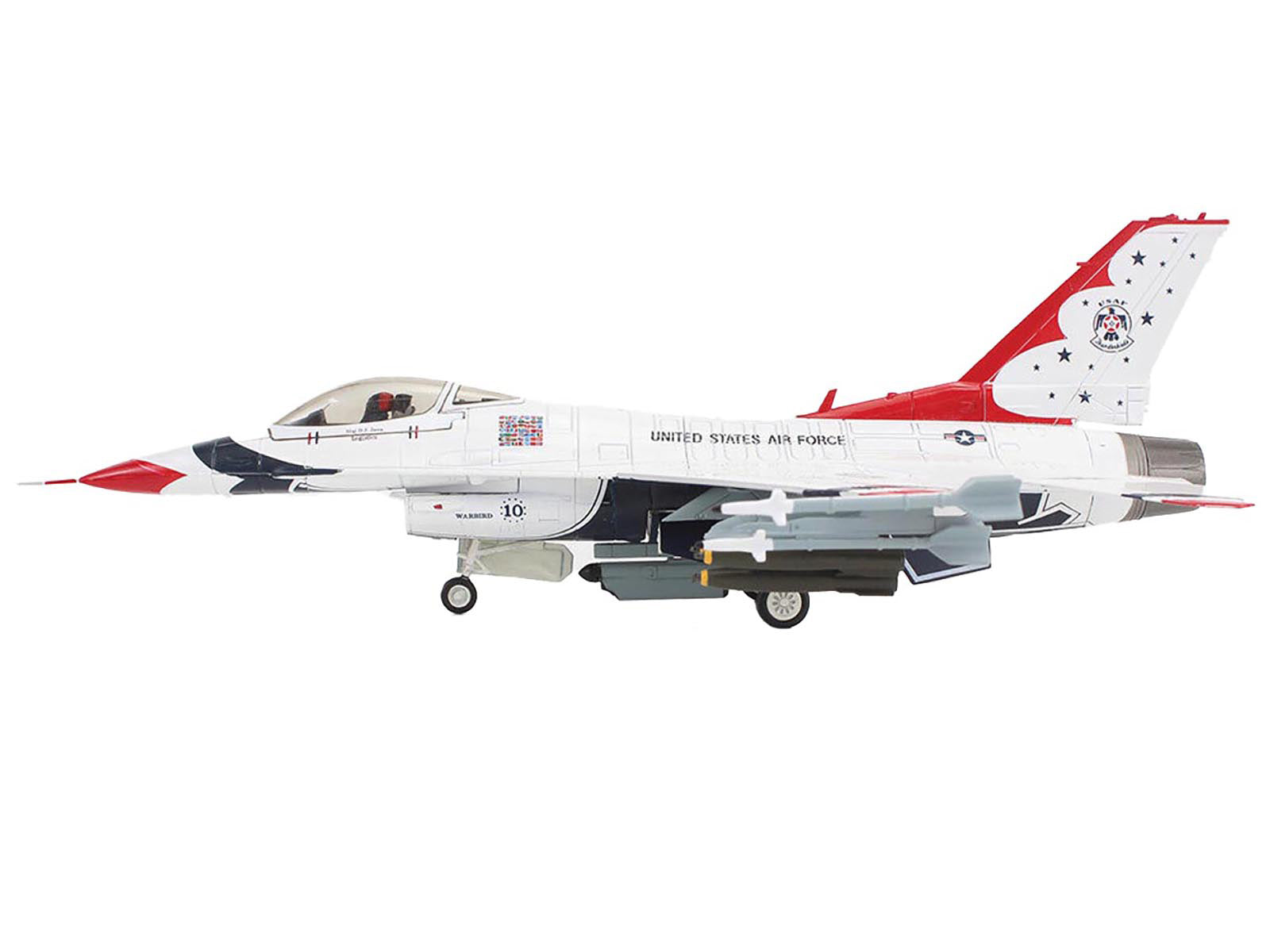 Lockheed F-16C Fighting Falcon Fighter Aircraft "No.10 Thunderbirds Warbird" United States Air Force "Air Power Series" 1/72 Diecast Model by Hobby Master