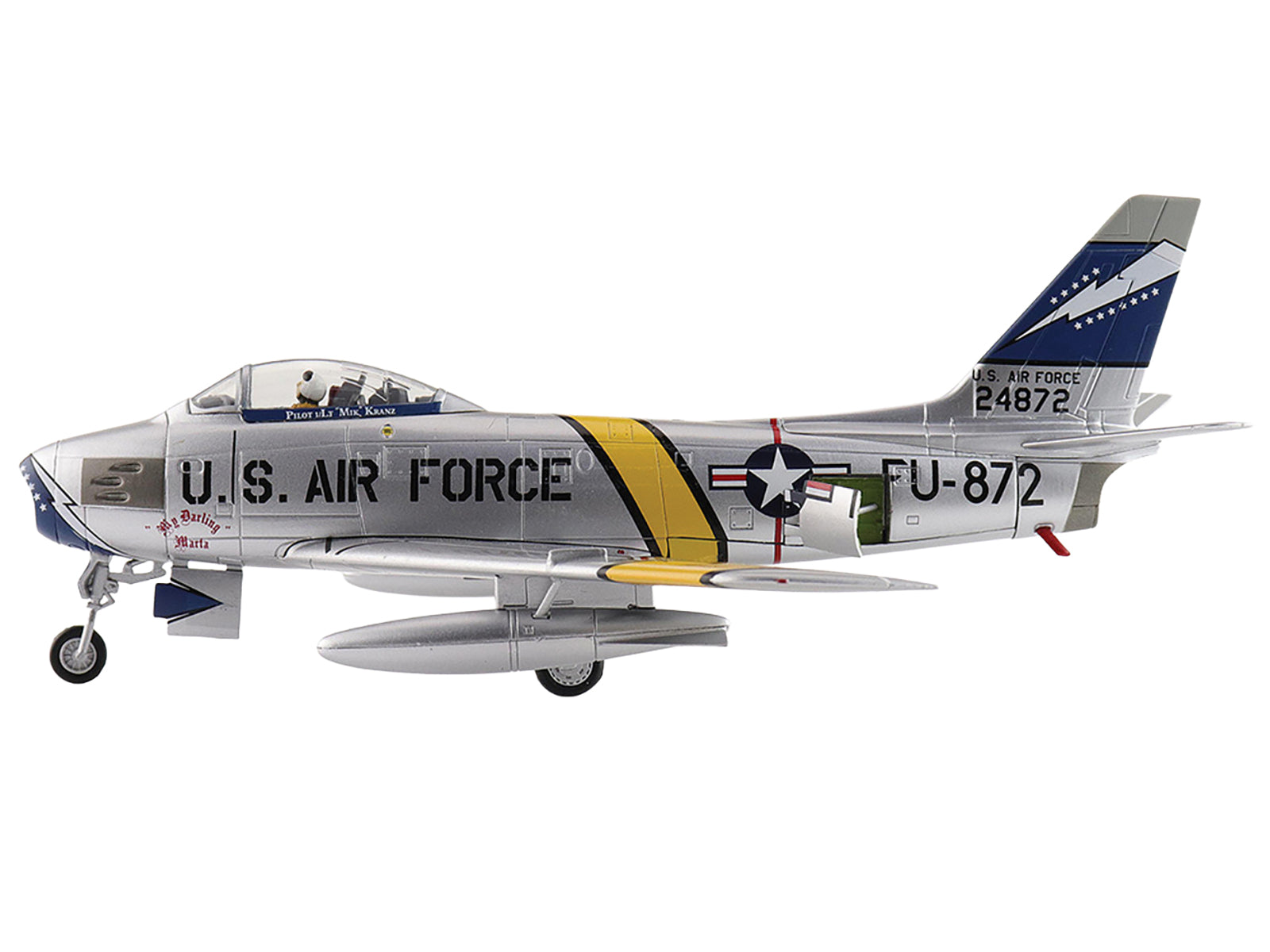 North American F-86F Sabre Fighter Aircraft "24872 Gene Kranz My Darling Marta, 69th Fighter Bomber Squadron, EAA Aviation Museum" United States Air Force "Air Power Series" 1/72 Diecast Model by Hobby Master