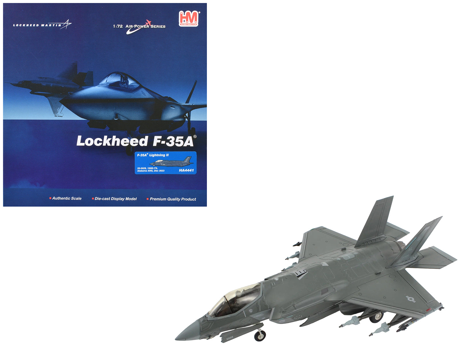 Lockheed Martin F-35A Lightning II Aircraft "100th Fighter Squadron Alabama Air National Guard" (2023) United States Air Force "Air Power Series" 1/72 Diecast Model by Hobby Master
