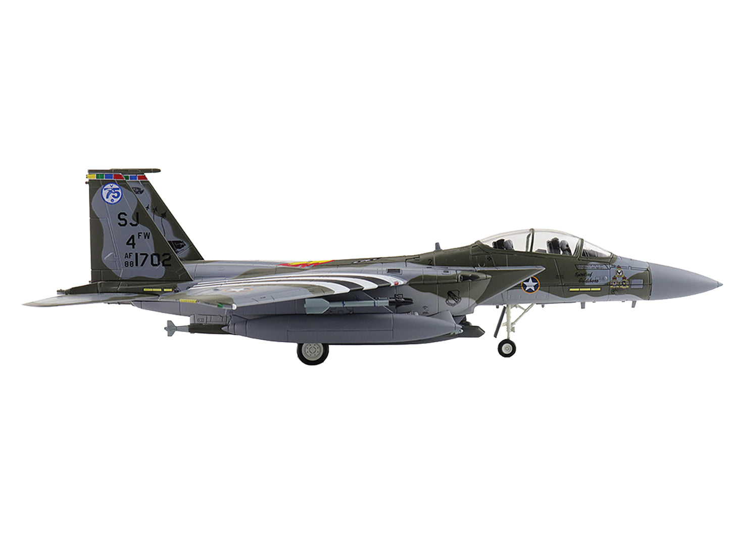 Boeing F-15E Strike Eagle Fighter Aircraft "88-1702 Spirit of Goldsboro 334th FS 4th FW" (2024) United States Air Force "Air Power Series" 1/72 Diecast Model by Hobby Master