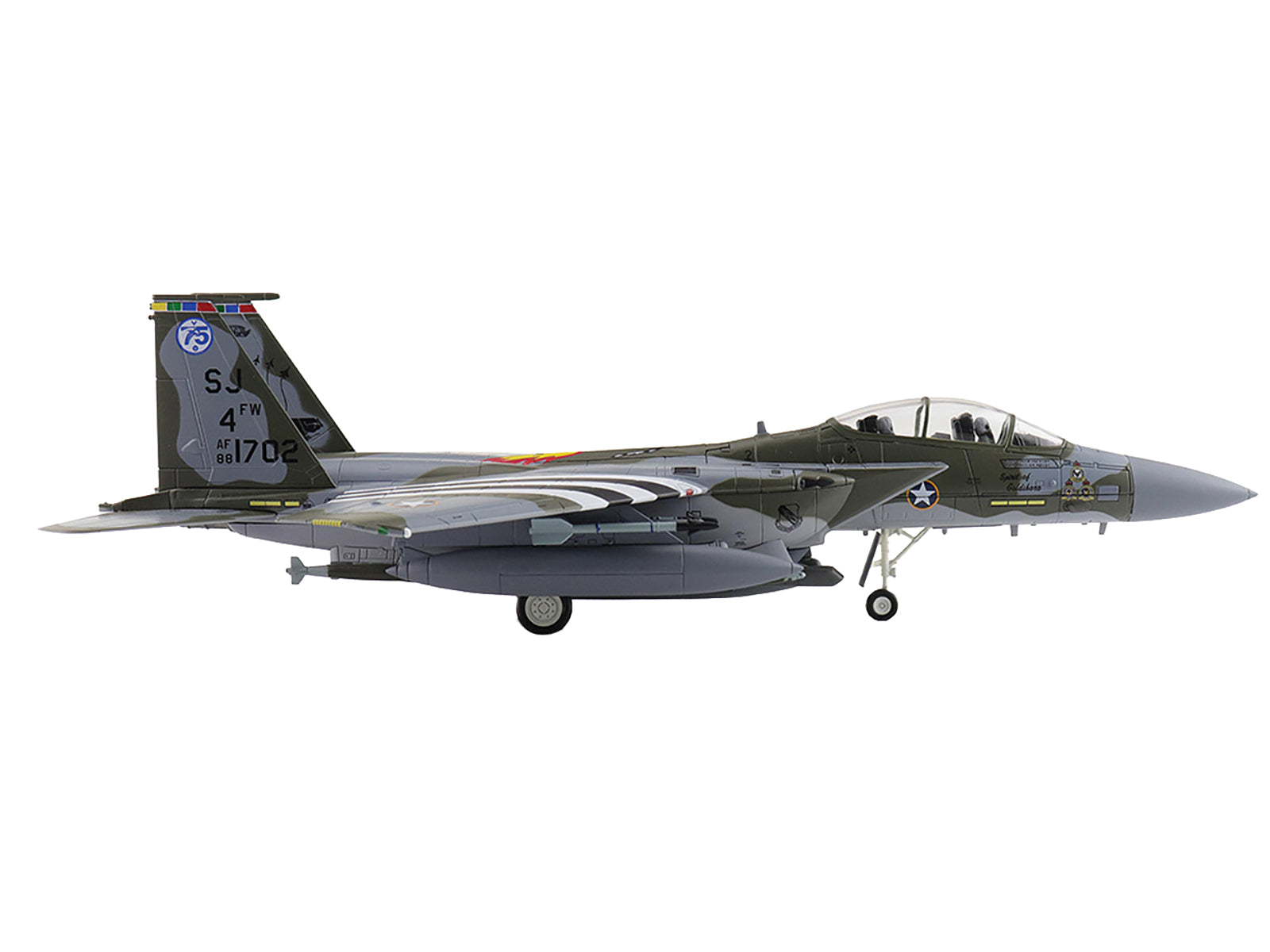 Boeing F-15E Strike Eagle Fighter Aircraft "88-1702 Spirit of Goldsboro 334th FS 4th FW" (2024) United States Air Force "Air Power Series" 1/72 Diecast Model by Hobby Master