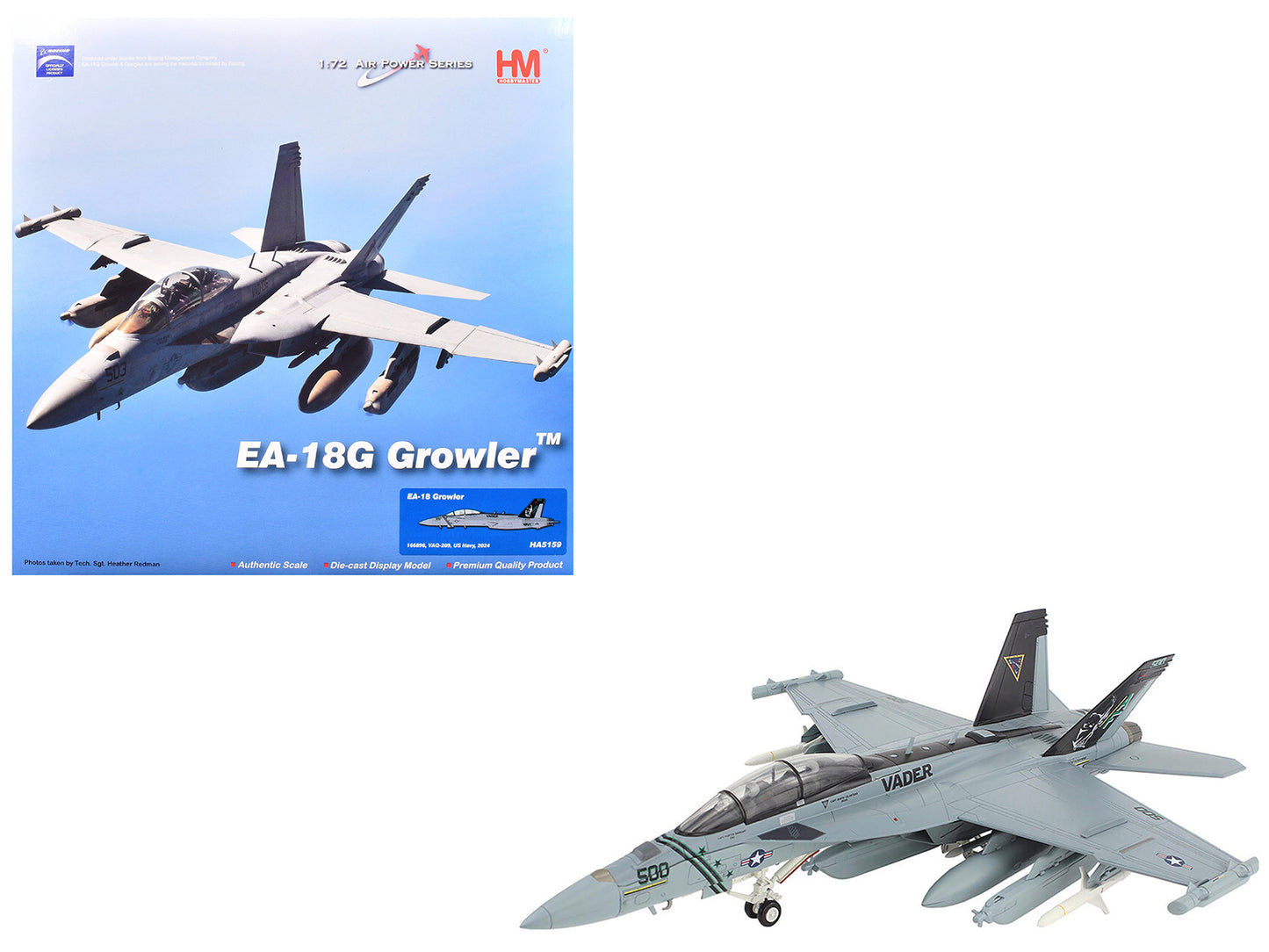 Boeing EA-18 Growler Aircraft "VAQ-209 Star Warriors AF500 Vader" (2024) United States Navy "Air Power Series" 1/72 Diecast Model by Hobby Master