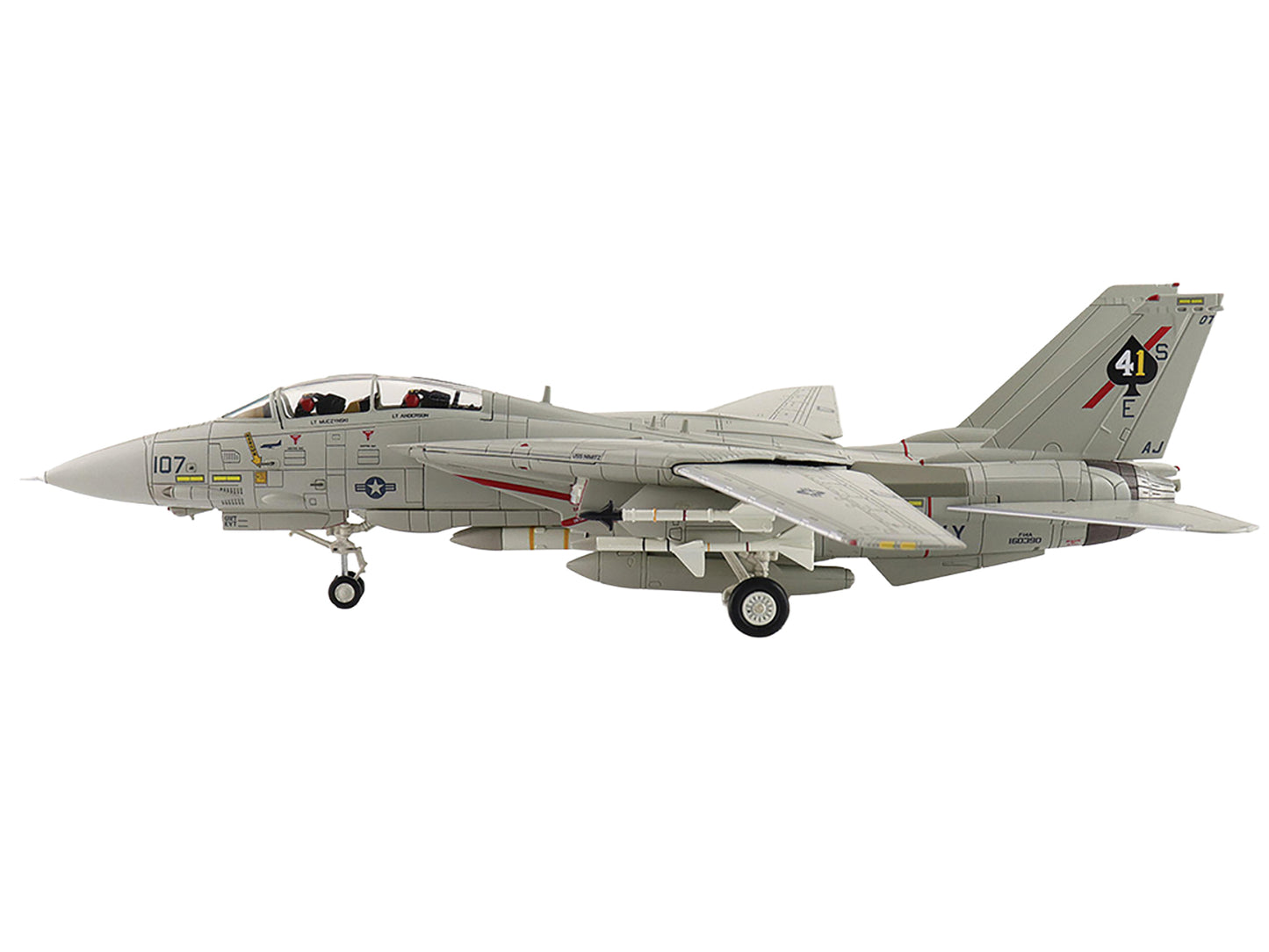 Grumman F-14A Tomcat Fighter Aircraft "160390 Sukhoi Killer VF-41 Black Aces USS Nimitz" (1982) United States Navy "Air Power Series" 1/72 Diecast Model by Hobby Master