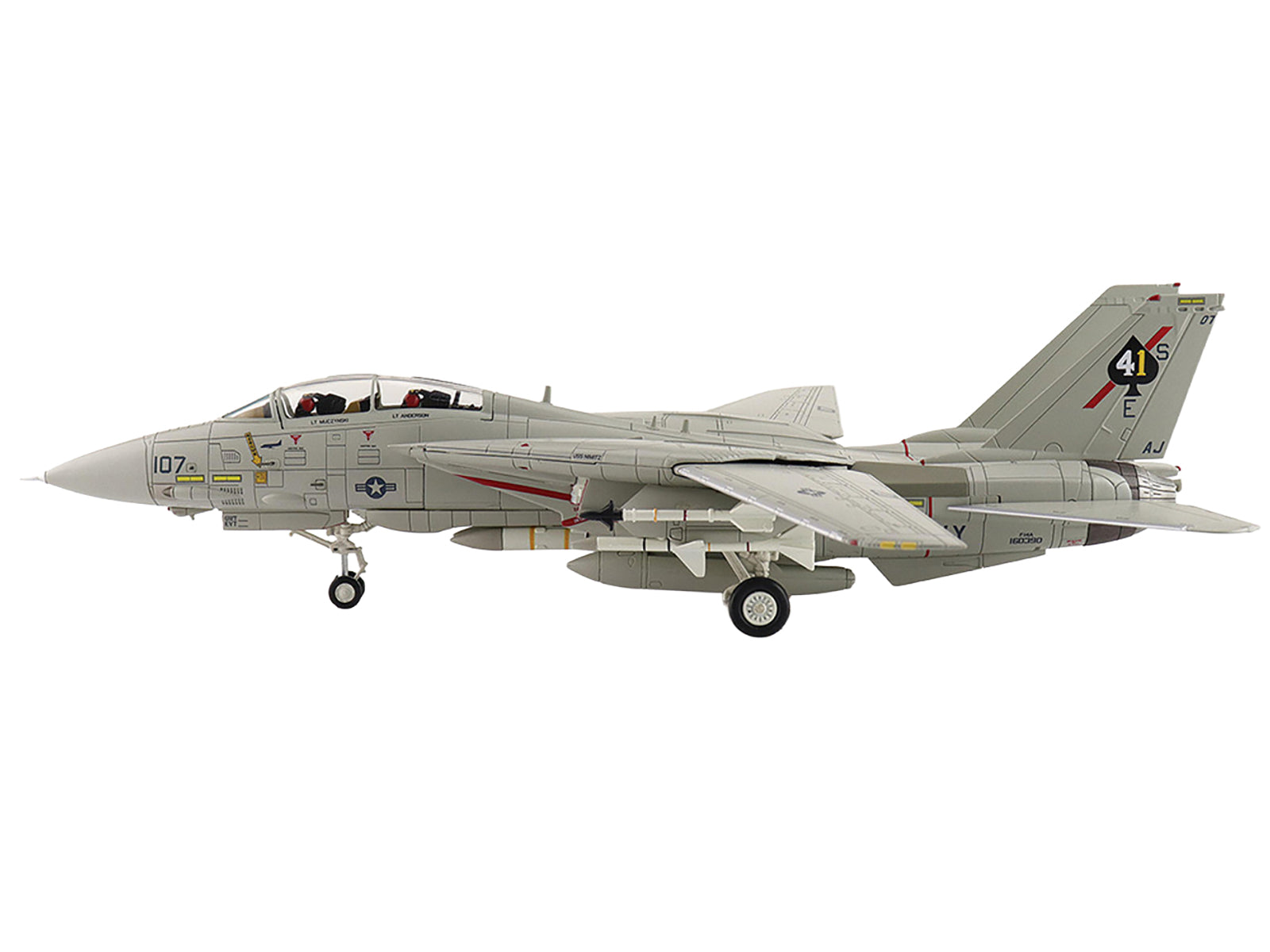Grumman F-14A Tomcat Fighter Aircraft "160390 Sukhoi Killer VF-41 Black Aces USS Nimitz" (1982) United States Navy "Air Power Series" 1/72 Diecast Model by Hobby Master