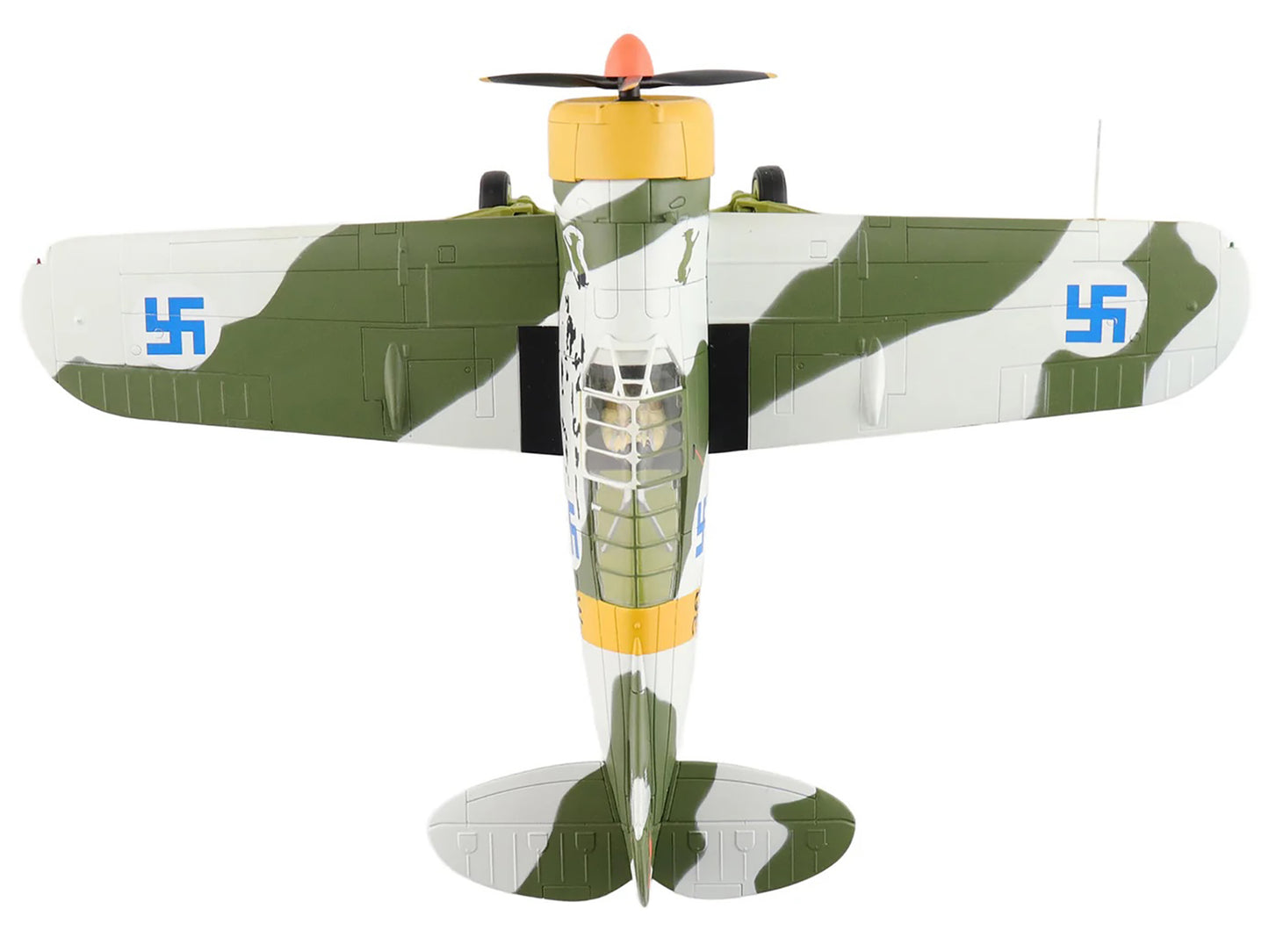 Brewster F2A Model 239 "Buffalo" Fighter Aircraft "BW364 LeLv 24 flown by Warrant Officer Ilmari Juutilainen" (1942) Finnish Air Force "Air Power Series" 1/48 Diecast Model by Hobby Master