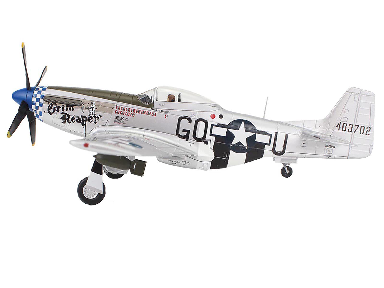 North American P-51D Mustang Fighter Aircraft "463702 Grim Reaper 355th Fighter Squadron 9th U.S. Army Air Force" (1945) United States Army Air Forces "Air Power Series" 1/48 Diecast Model by Hobby Master