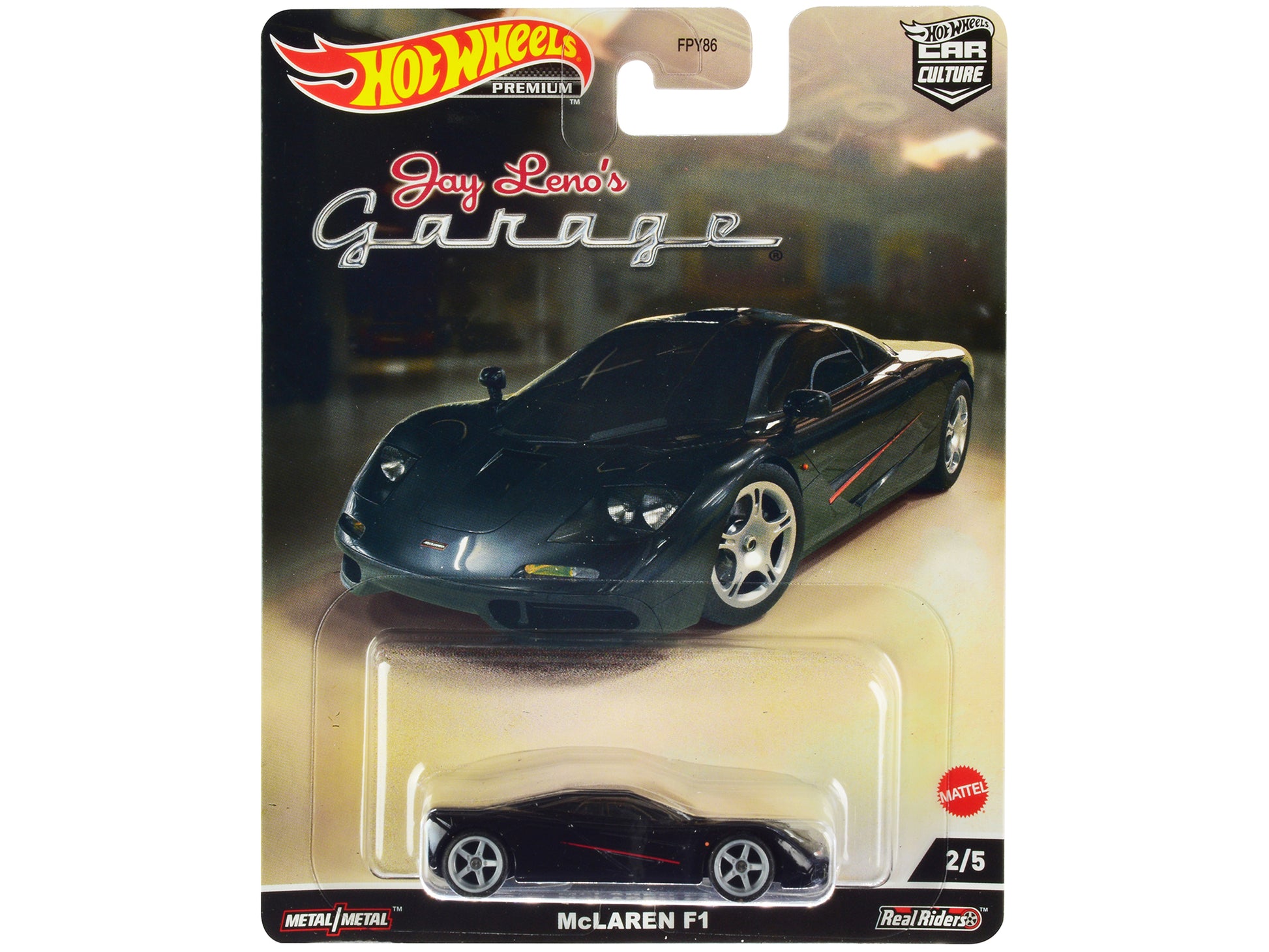 McLaren F1 Black with Red Stripes "Jay Leno‚Äôs Garage" Diecast Model Car by Hot Wheels