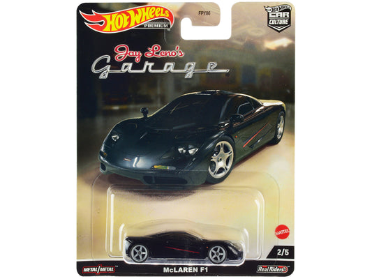 McLaren F1 Black with Red Stripes "Jay Leno‚Äôs Garage" Diecast Model Car by Hot Wheels
