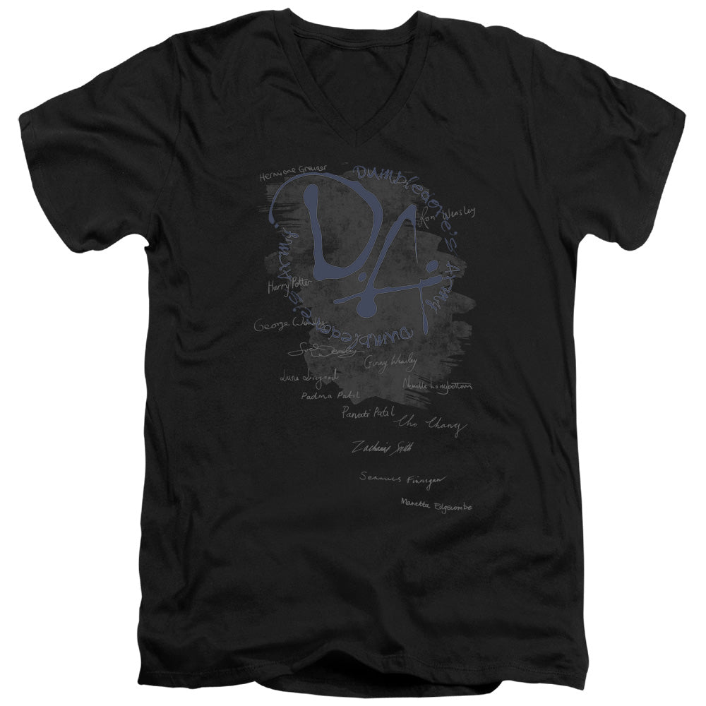 Harry Potter Dumbledores Army Mens Slim Fit V-Neck T Shirt Black Officially Licensed