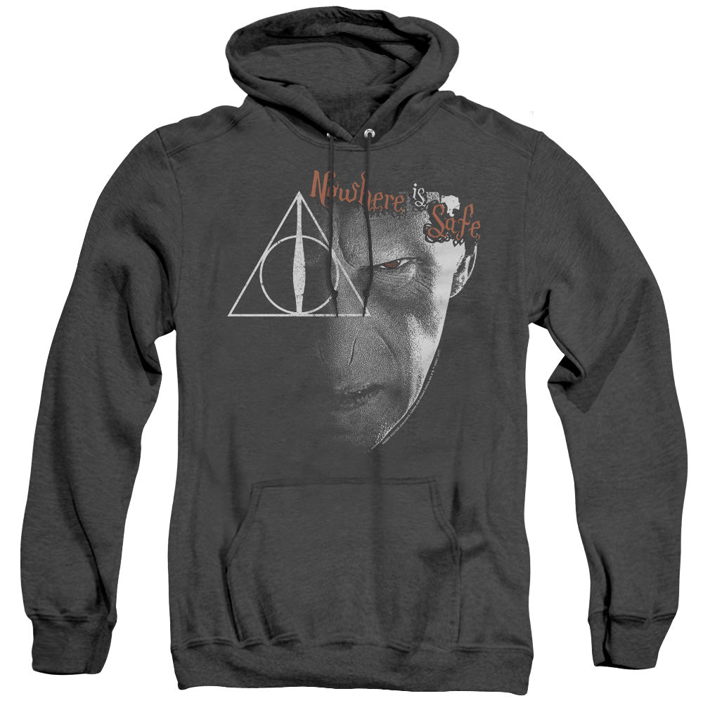 Harry Potter Nowhere Is Safe Heather Mens Hoodie Black Officially Licensed