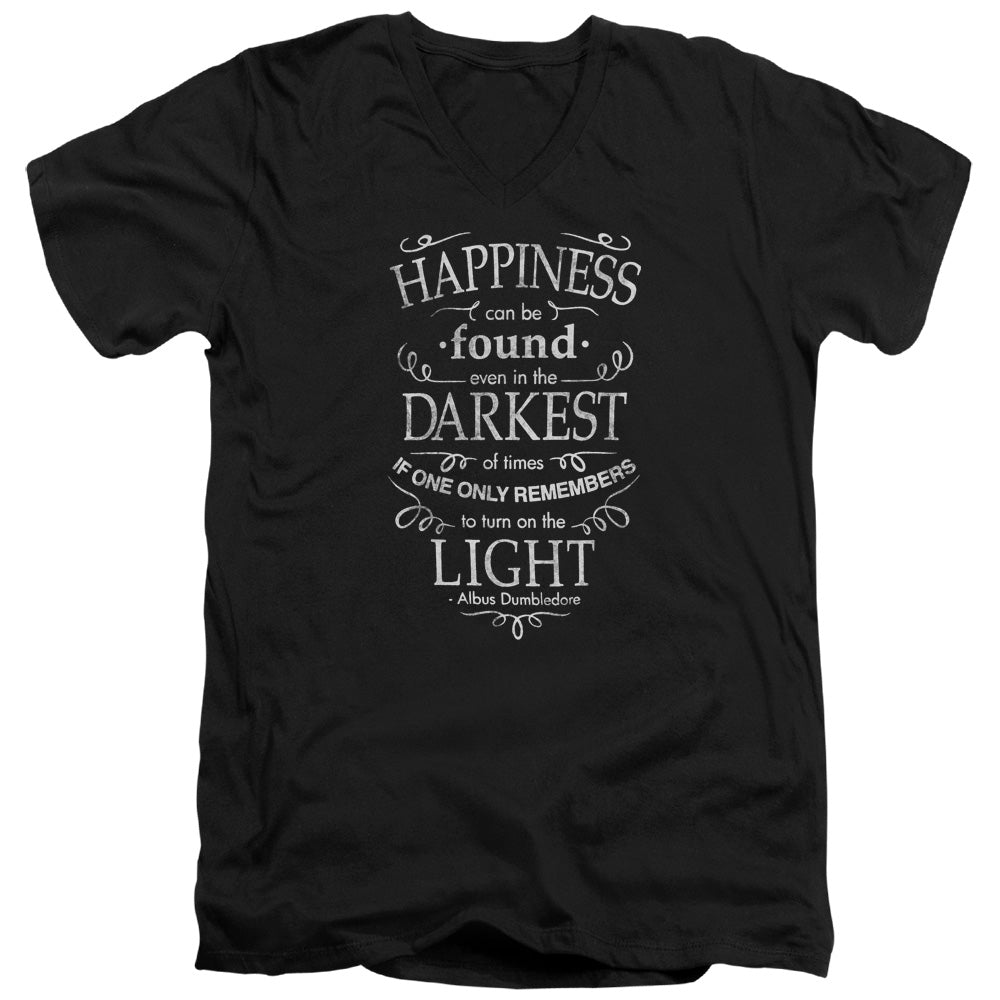 Harry Potter Happiness Mens Slim Fit V-Neck T Shirt Black Officially Licensed