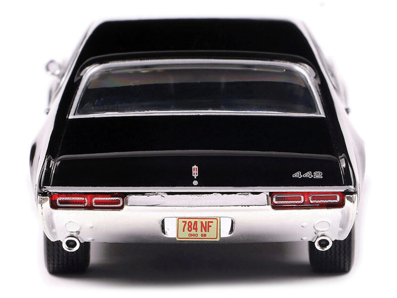 1970 Oldsmobile 442 W-30 Ebony Black with Red Stripes 1/43 Diecast Model by IXO Models