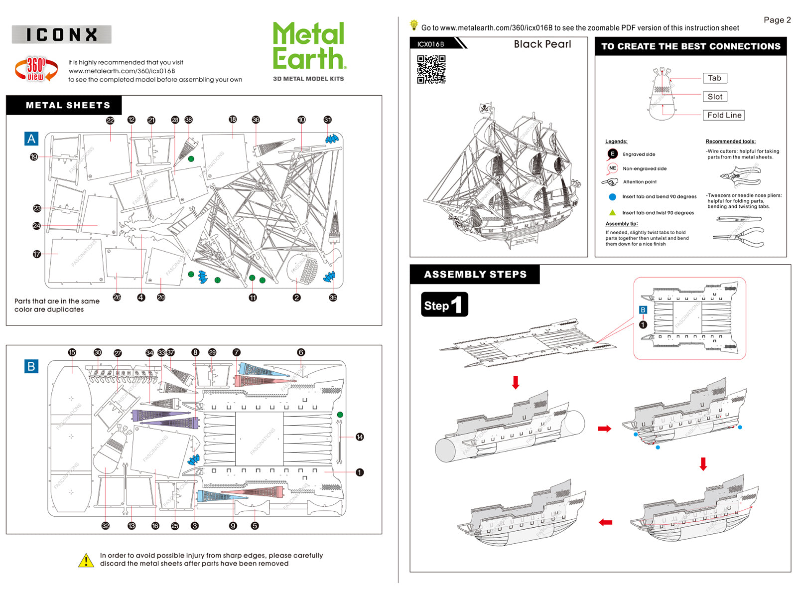 Model Kit Black Pearl Ship Black Version (Moderate Difficulty) Steel Model by Metal Earth