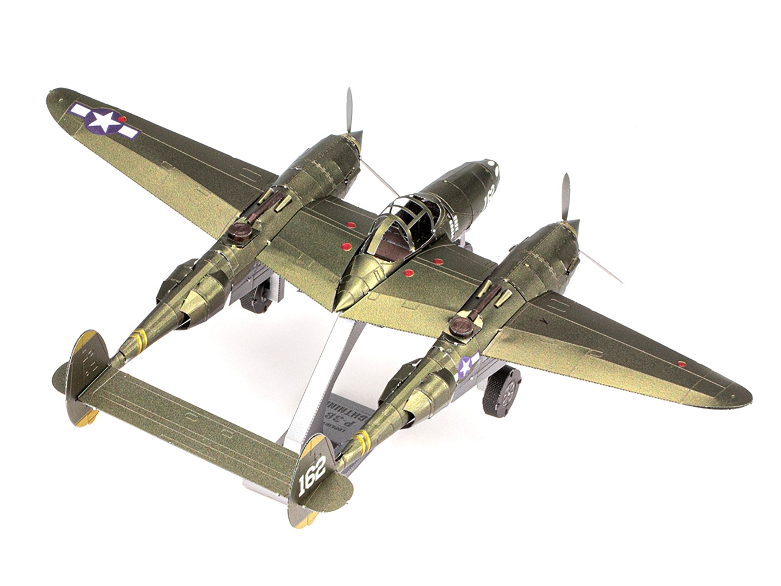 Model Kit Lockheed Martin P-38 Lightning Fighter Aircraft "#162" United States Army Air Forces (Challenging Difficulty) Model by Metal Earth