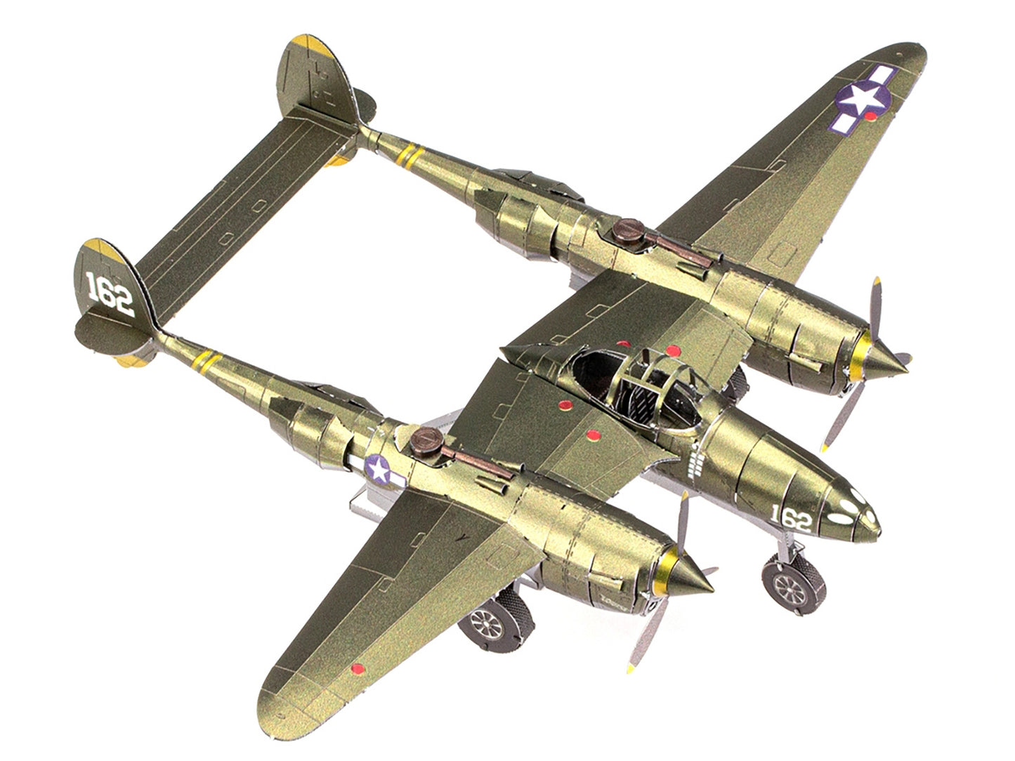 Model Kit Lockheed Martin P-38 Lightning Fighter Aircraft "#162" United States Army Air Forces (Challenging Difficulty) Model by Metal Earth