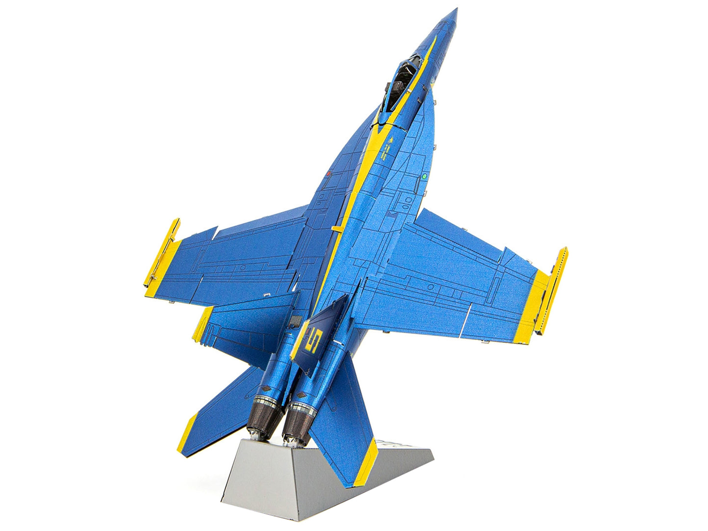Model Kit Boeing F/A-18 Super Hornet Fighter Aircraft "Blue Angels #5" United States Navy (Challenging Difficulty) Steel Model by Metal Earth