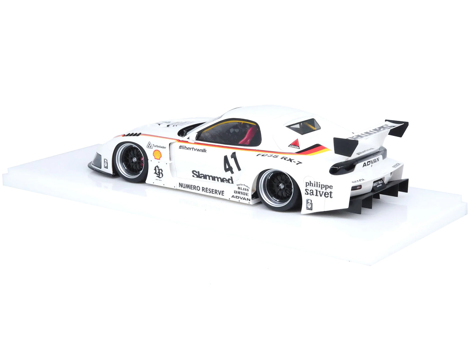 Mazda RX7 (FD3S) LB-Super Silhouette RHD (Right Hand Drive) #41 White with Stripes and Graphics 1/18 Model Car by Inno Models
