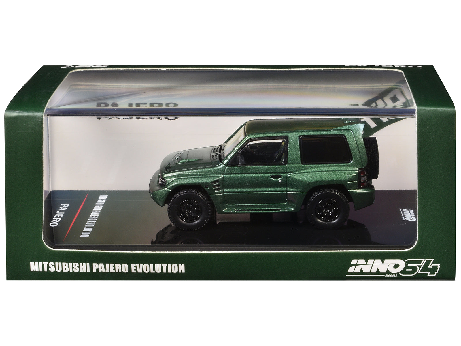 Mitsubishi Pajero Evolution RHD (Right Hand Drive) Satin Green Metallic 1/64 Diecast Model Car by Inno Models