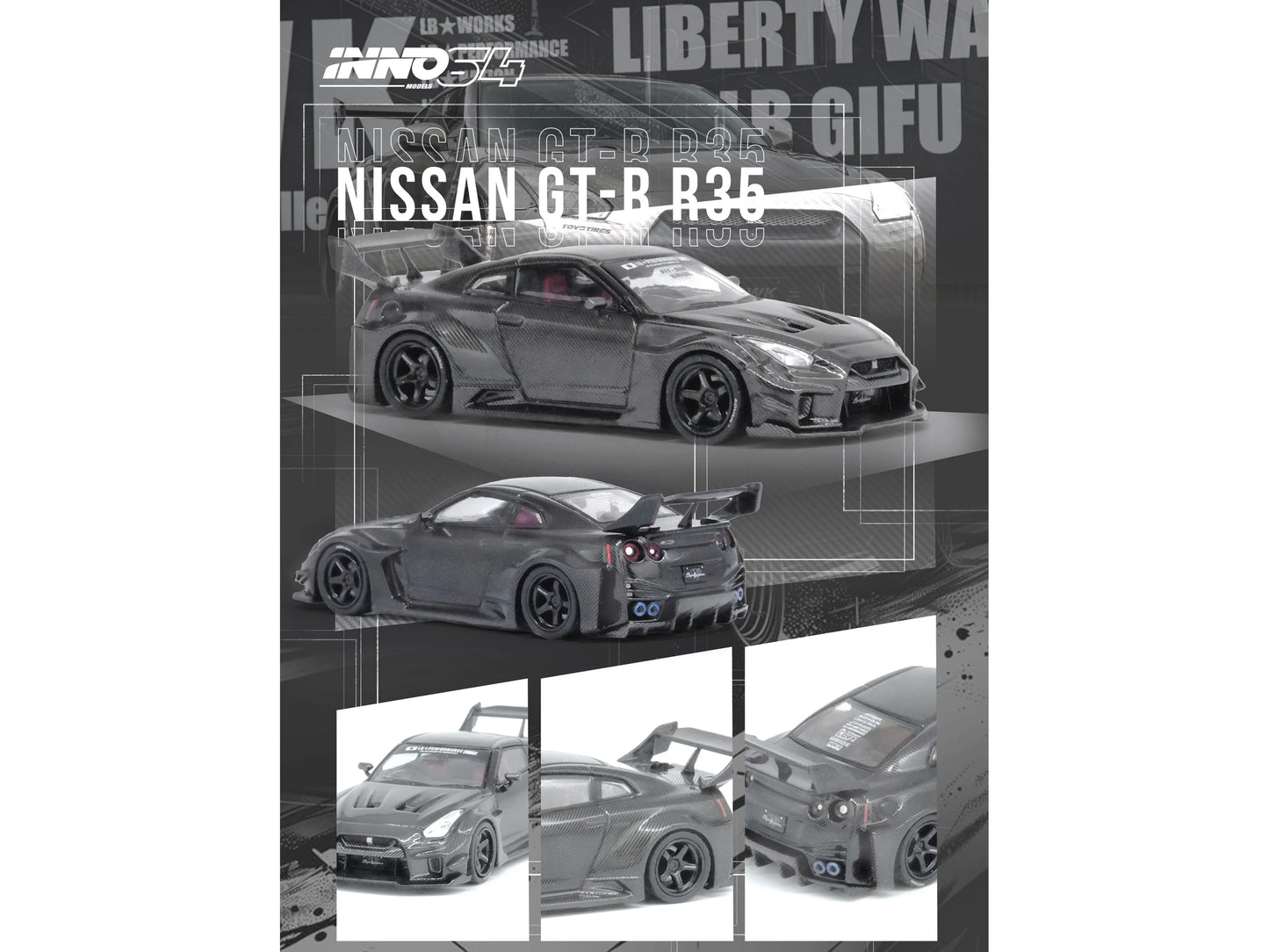 Nissan 35GT-RR RHD (Right Hand Drive) "LB-Silhouette Works GT" Full Dry Carbon 1/64 Diecast Model Car by Inno Models