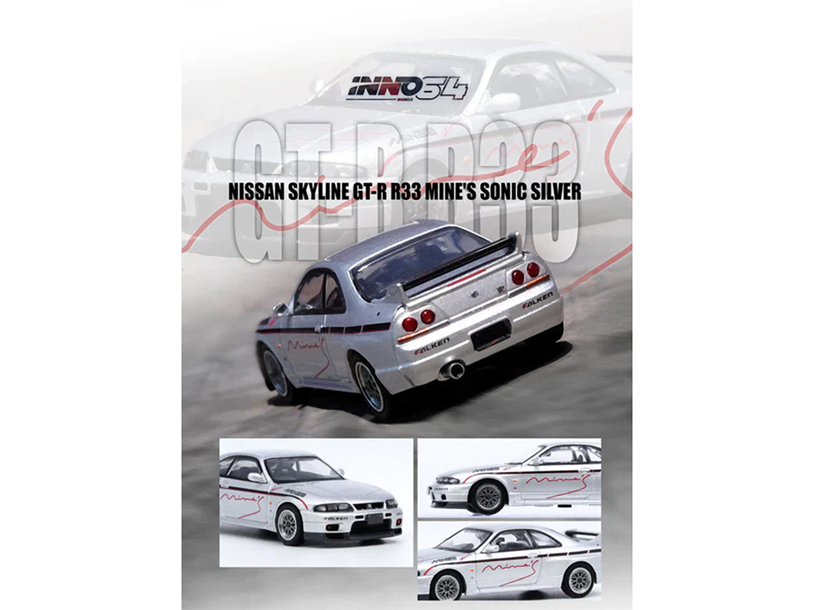 Nissan Skyline GT-R N1 (R33) RHD (Right Hand Drive) "Tuned by Mine's" Silver 1/64 Diecast Model Car by Inno Models