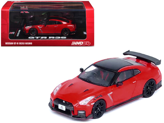 Nissan GT-R (R35) Nismo RHD (Right Hand Drive) Red with Carbon Hood and Top 1/64 Diecast Model Car by Inno Models