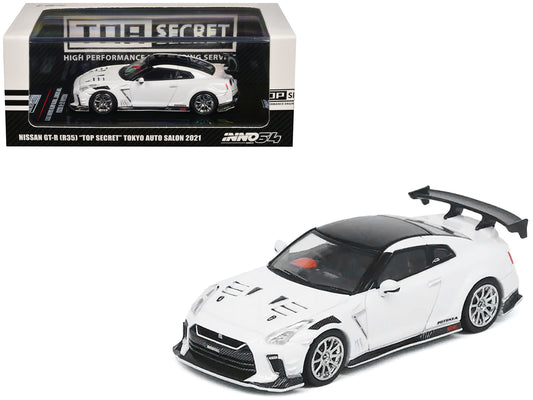 Nissan GT-R (R35) "Top Secret" RHD (Right Hand Drive) White with Black Top "Tokyo Auto Salon 2021" 1/64 Diecast Model Car by Inno Models