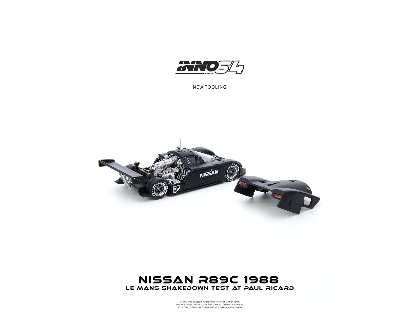 Nissan R89C Matt Black "Le Mans Shakedown Test at Paul Ricard 1988" 1/64 Diecast Model Car by Inno Models